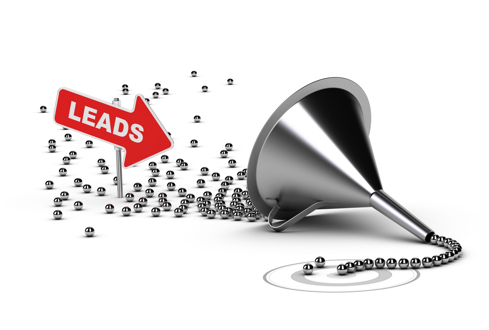 3D funnel with chrome ball sales leads